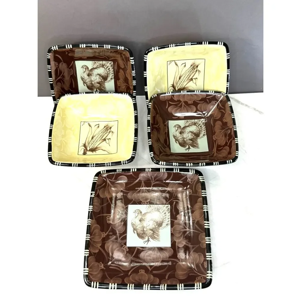 M. Jurado for Department 56 Fall Motif Individual Nesting Dip Dishes & Plate